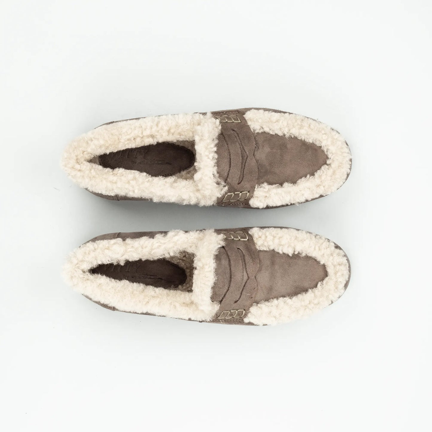 Vitty – Loafer Velourleder Taupe | Echtes Lammfell-Futter | Handmade Italy