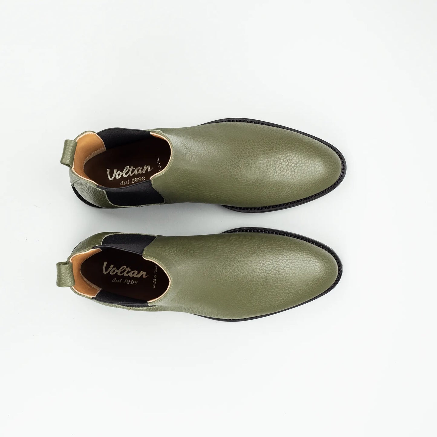 Voltan – Chelsea Boot Geprägtes Kalbsleder Grün | Handmade Italy | Premium Damenschuh