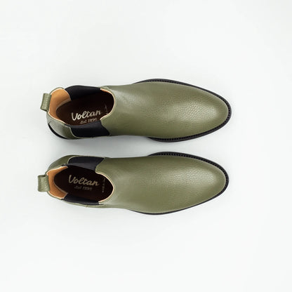 Voltan – Chelsea Boot Geprägtes Kalbsleder Grün | Handmade Italy | Premium Damenschuh