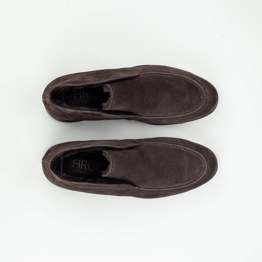 Aruci – Boot Loafer Braun Ziegen Wildleder | Echtes Lammfell-Futter | Handmade Italy