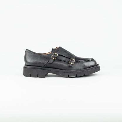 Aruci – Loafer Monk Kalbsleder Schwarz | Modische Form | Flexible Gummisohle | Handmade Italy