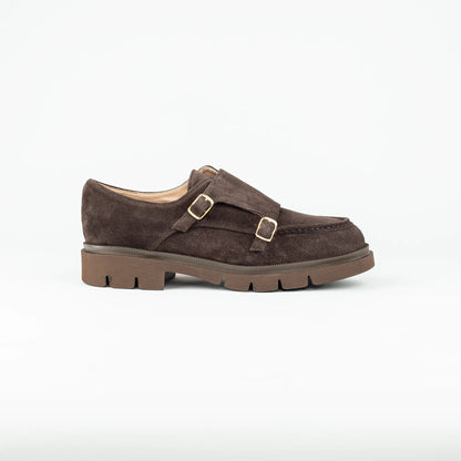 Aruci – Loafer Monk Velourleder Braun | Modische Form | Flexible Gummisohle | Handmade Italy