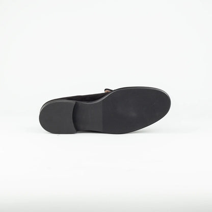 Aruci – Loafer Velourleder Schwarz | Horsebit-Schnalle Gold | Handmade Italy