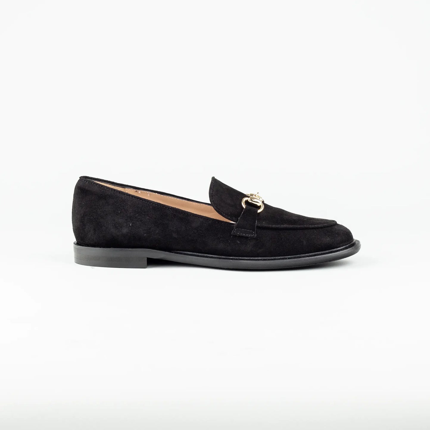 Aruci – Loafer Velourleder Schwarz | Horsebit-Schnalle Gold | Handmade Italy