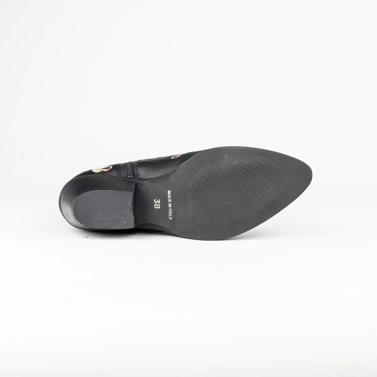 Aruci – Western Ankle Boot Schwarz | Blumenstickerei | Handmade Italy