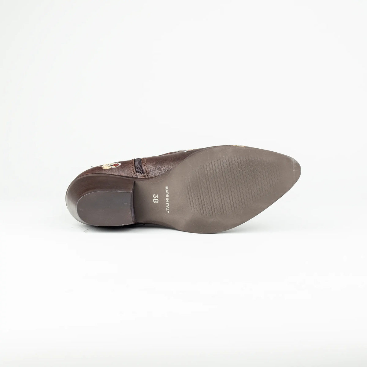 Aruci – Western Ankle Boot Braun | Blumenstickerei | Handmade Italy