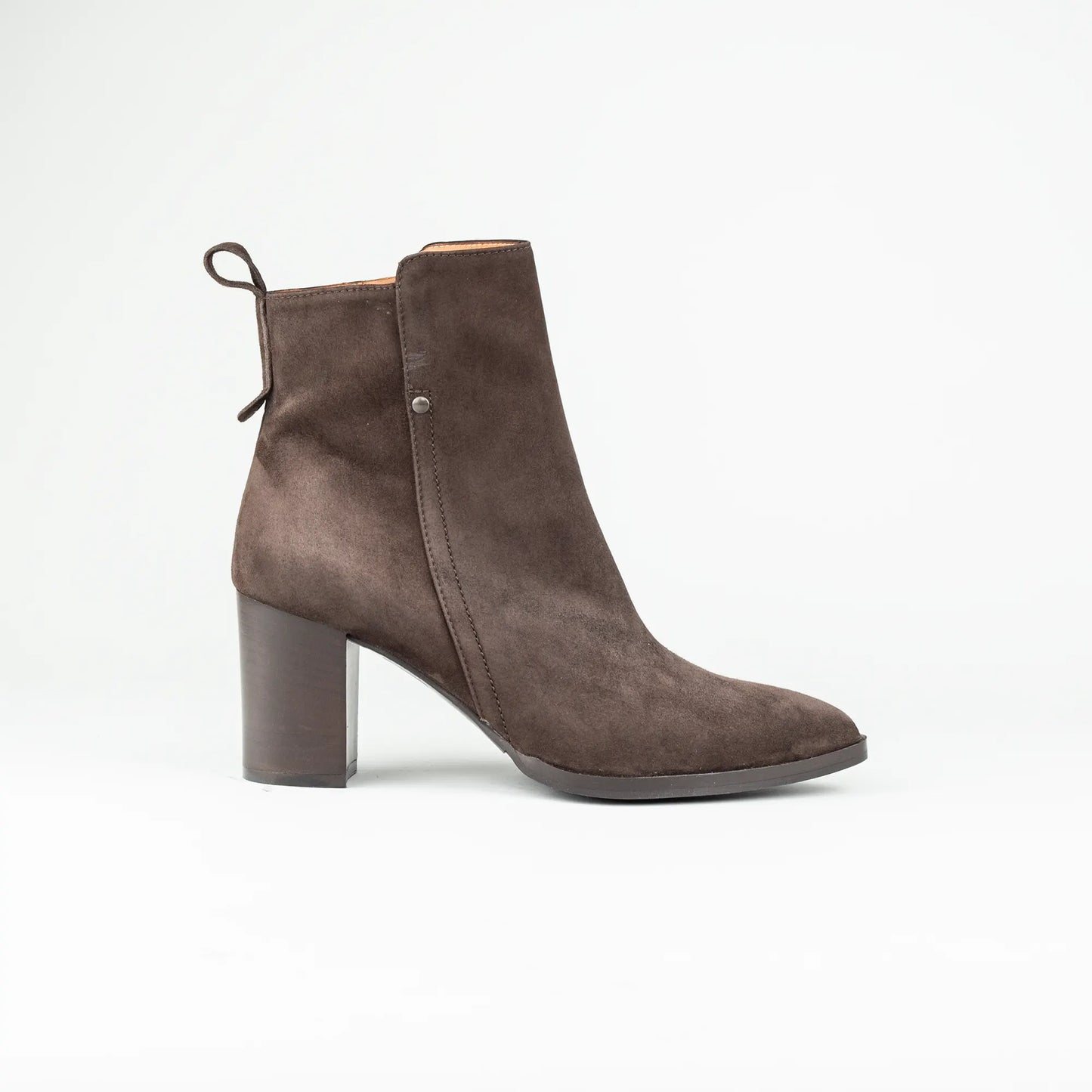 Aruci – Ankle Boot Spitze Velourleder Braun | Schicke Absatzhöhe | Handmade Italy