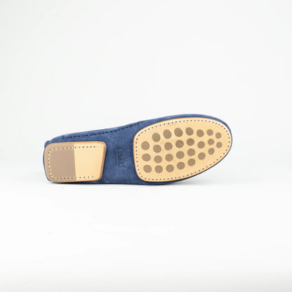 Monk Boot Ziegen Velourleder Blau | Durchgenäht | Leichte Ledersohle | Handmade Italy