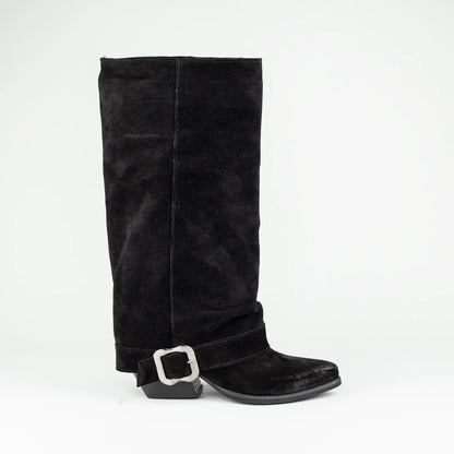 Aruci – Western Stiefel Wildleder Schwarz | Moderner Look | Handmade Italy