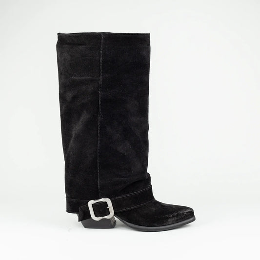 Aruci – Western Stiefel Wildleder Schwarz | Moderner Look | Handmade Italy