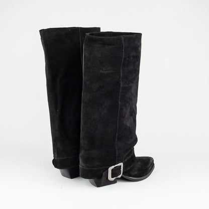 Aruci – Western Stiefel Wildleder Schwarz | Moderner Look | Handmade Italy