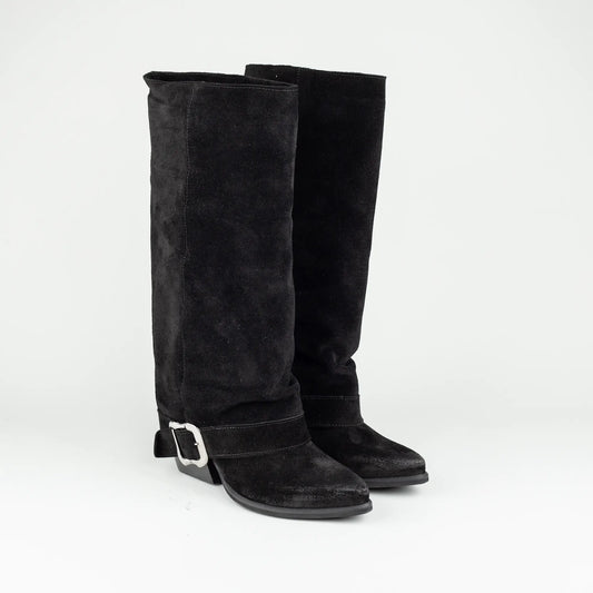 Aruci – Western Stiefel Wildleder Schwarz | Moderner Look | Handmade Italy
