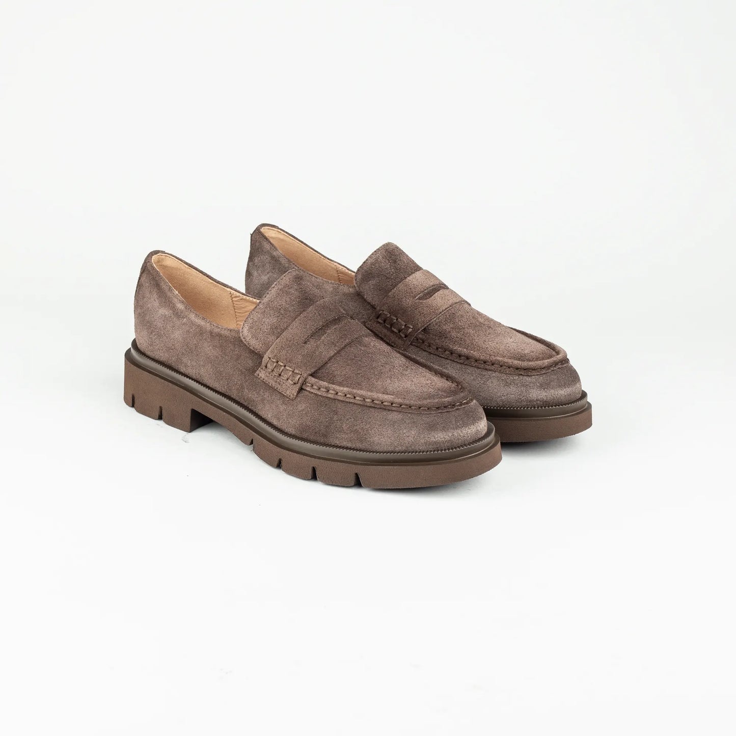 Aruci – Loafer Velourleder Braun | Modische Form | Flexible Gummisohle | Handmade Italy