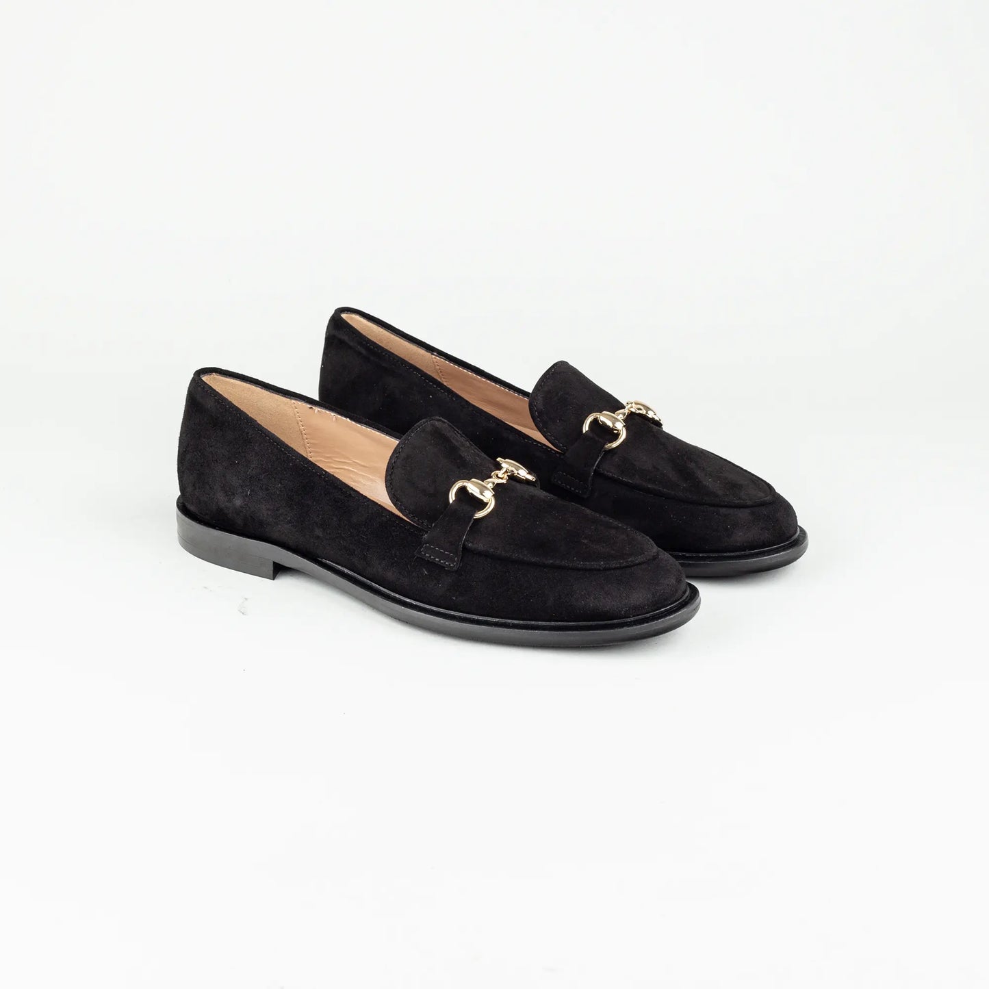 Aruci – Loafer Velourleder Schwarz | Horsebit-Schnalle Gold | Handmade Italy