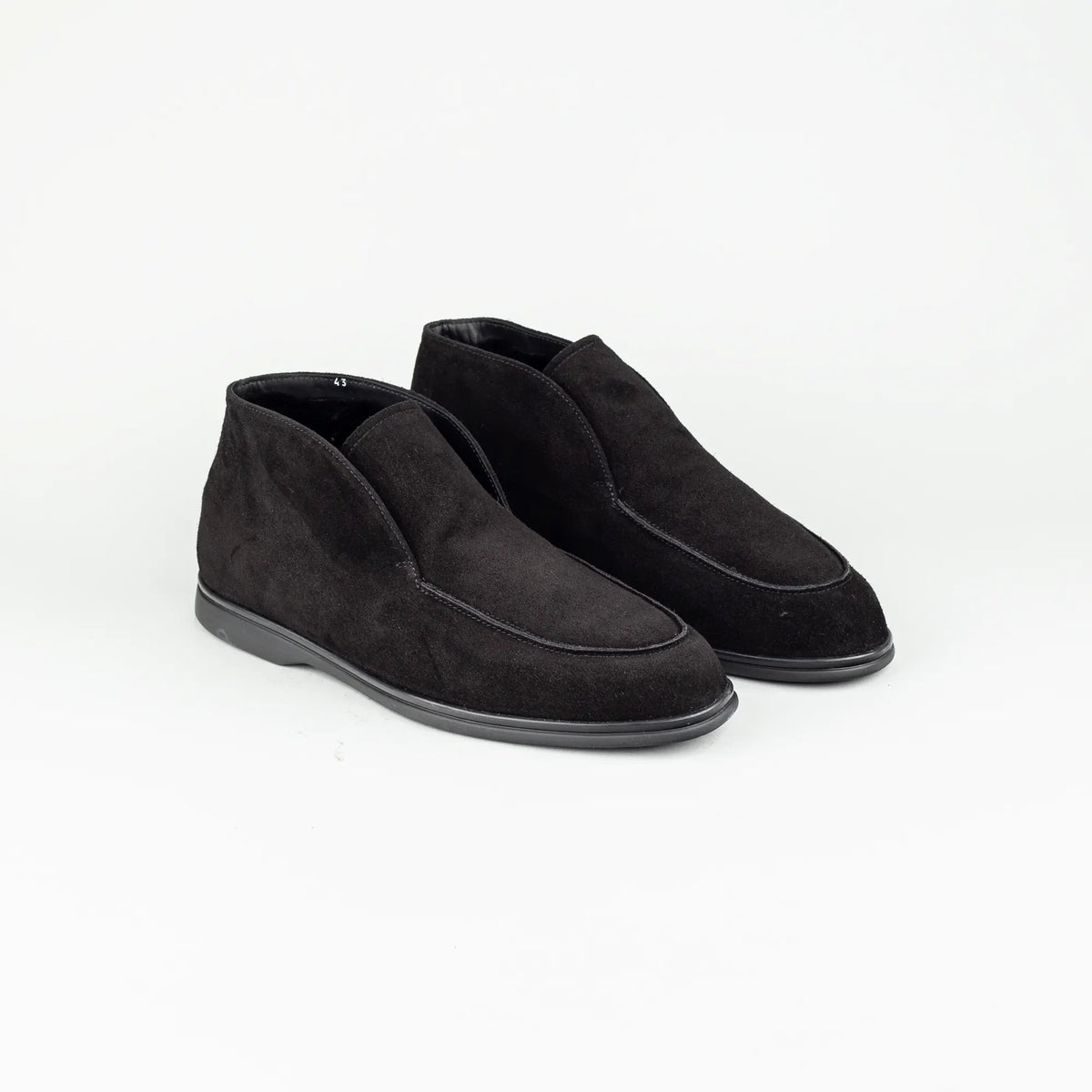 Aruci – Boot Loafer Schwarz Ziegen Wildleder | Echtes Lammfell-Futter | Handmade Italy