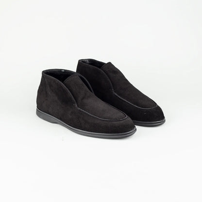 Aruci – Boot Loafer Schwarz Ziegen Wildleder | Echtes Lammfell-Futter | Handmade Italy