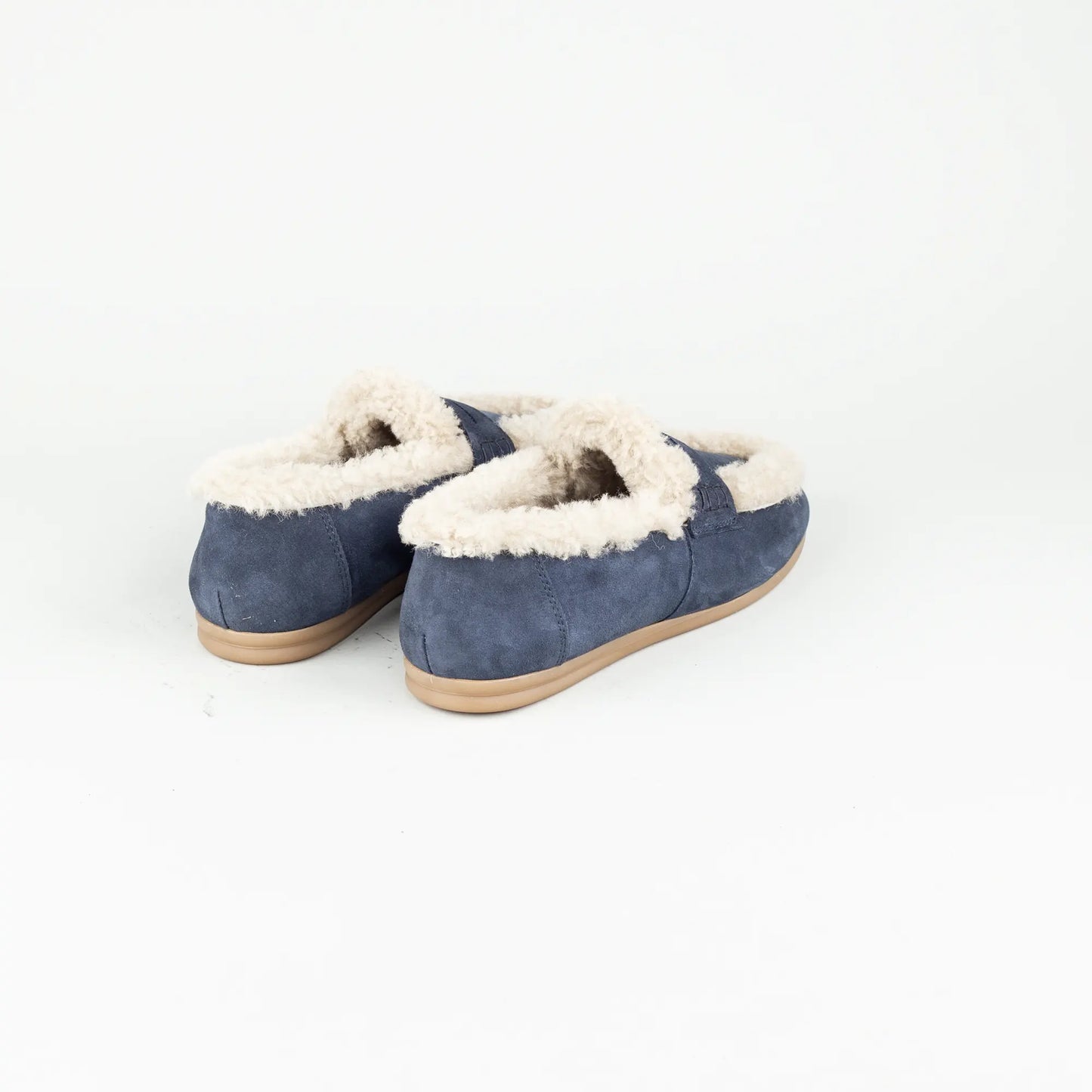 Vitty – Loafer Velourleder Blau | Echtes Lammfell-Futter | Handmade Italy