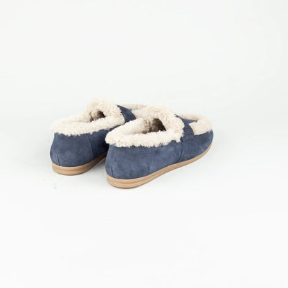 Vitty – Loafer Velourleder Blau | Echtes Lammfell-Futter | Handmade Italy