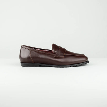 Aruci | Loafer Weiches Kalbsleder – Echtes Lammfell-Futter Bordeaux, Gummisohle | Handmade in Italy