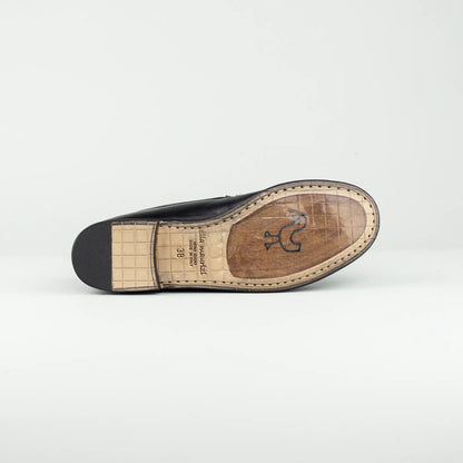 Elia Maurizi | Penny Loafer Schwarz – Genähtes Vorderblatt | Handmade in Italy
