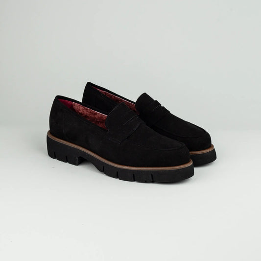Aruci | Loafer Velourleder Schwarz – Echtes Lammfell-Futter Bordeaux | Handmade in Italy
