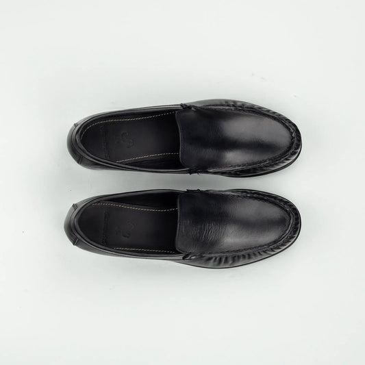 Elia Maurizi | Penny Loafer Schwarz – Genähtes Vorderblatt | Handmade in Italy