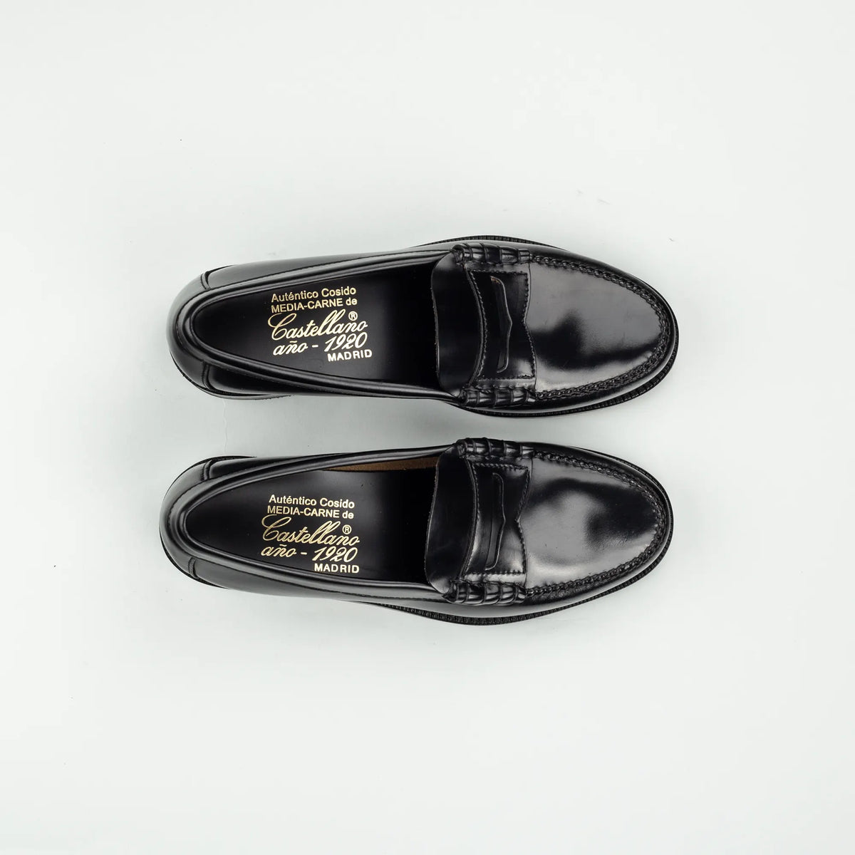 Castellano | Penny Loafer Damen Schwarz – Handgenähtes Vorderblatt | Handmade in Spain