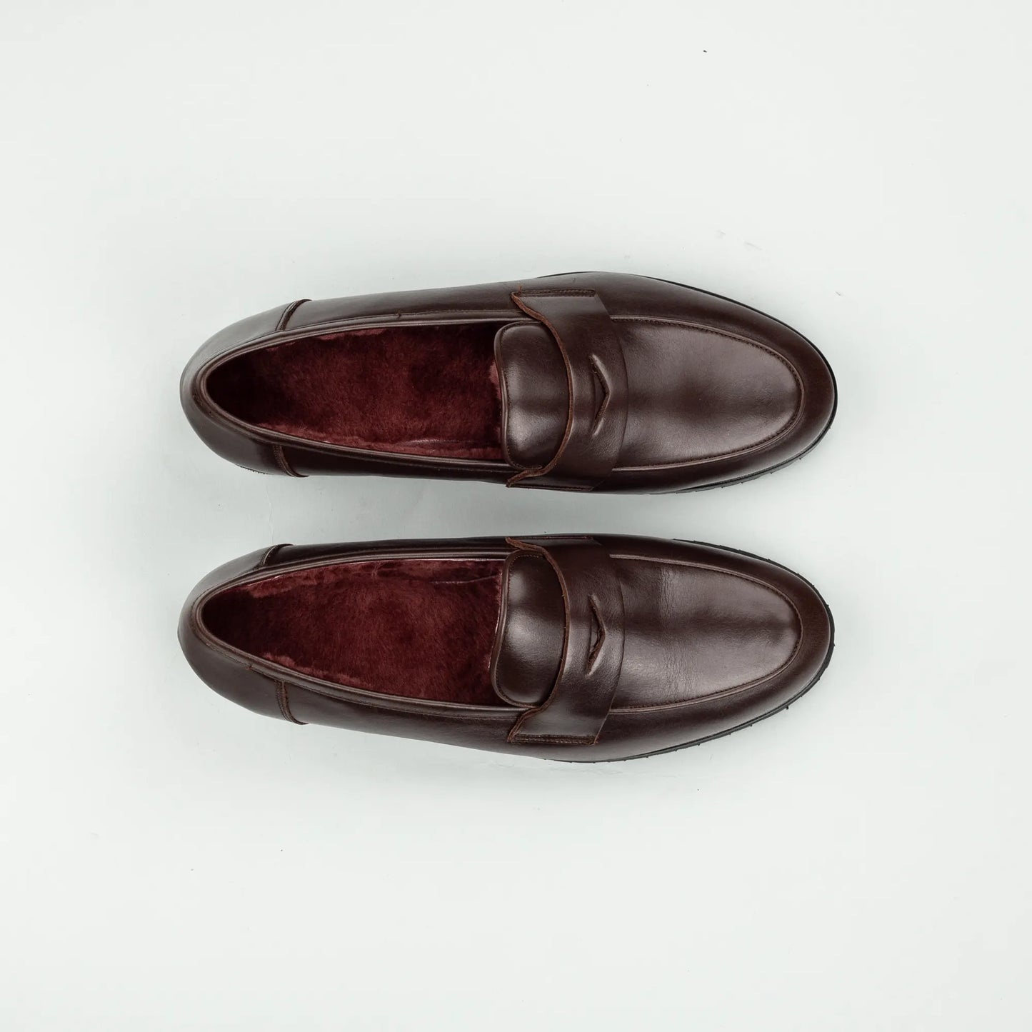 Aruci | Loafer Weiches Kalbsleder – Echtes Lammfell-Futter Bordeaux, Gummisohle | Handmade in Italy
