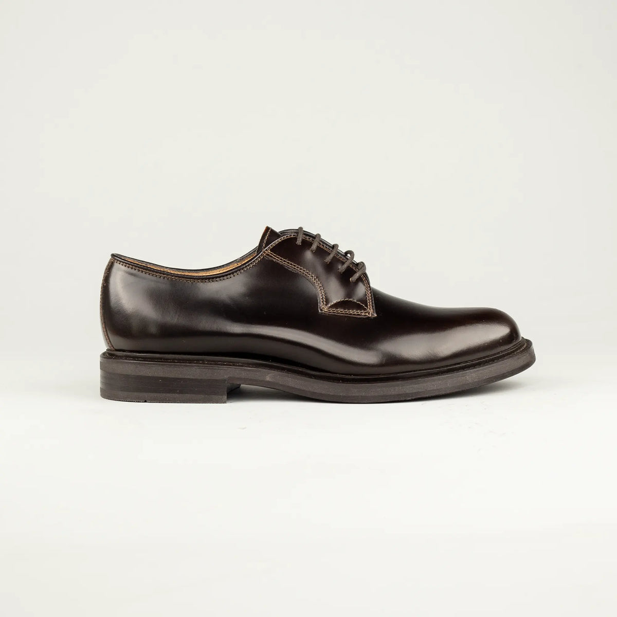 Antica Cuoieria – Derby Plain Blake, dunkelbraun hochpoliert
