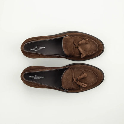 Antica Cuoieria – Tassel Loafer aus Wildleder, Braun