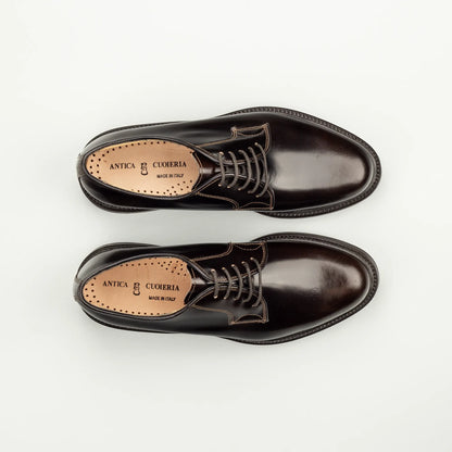 Antica Cuoieria – Derby Plain Blake, dunkelbraun hochpoliert