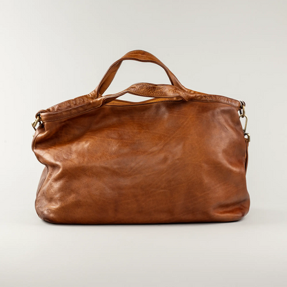 Aruci – Geräumige Damenhandtasche aus weichem Leder in Cognacbraun