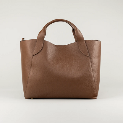 Aruci – Damenhandtasche aus mittelbraunem Glattleder