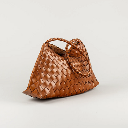 Aruci – Damenhand- und Schultertasche aus dunkelbraunem geflochtenem Leder (Kopie)