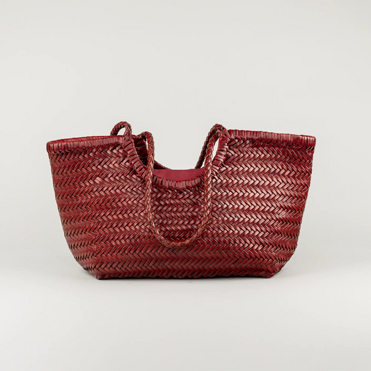 Aruci – Damenhand- und Schultertasche aus rotem geflochtenem Leder