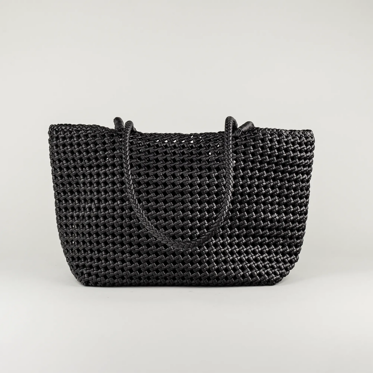 Aruci – Schwarze Shopper-Tasche aus geflochtenem Leder