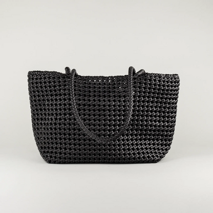 Aruci – Schwarze Shopper-Tasche aus geflochtenem Leder
