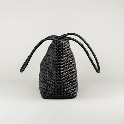Aruci – Schwarze Shopper-Tasche aus geflochtenem Leder