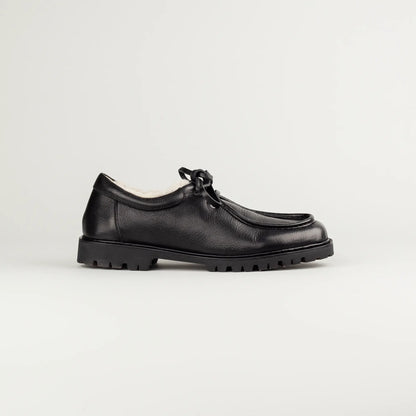 Elia Maurizi Damen-Bootschuh aus schwarzem Kalbsleder mit Lammfell