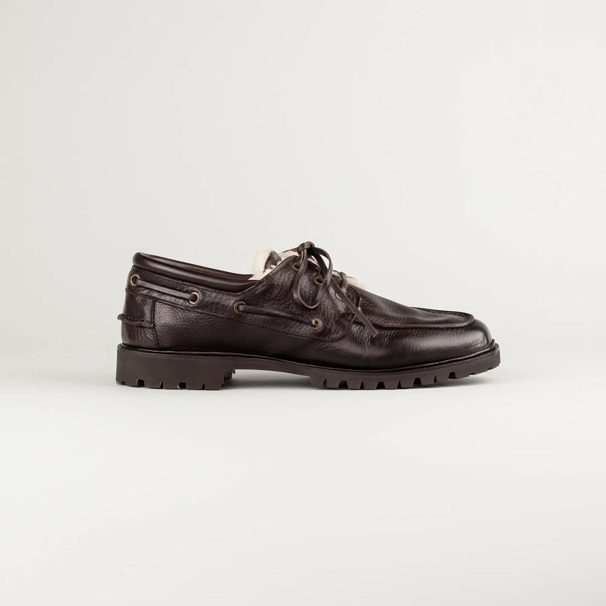 Maurizi Herren-Bootschuh aus dunkelbraunem Kalbsleder mit Lammfell