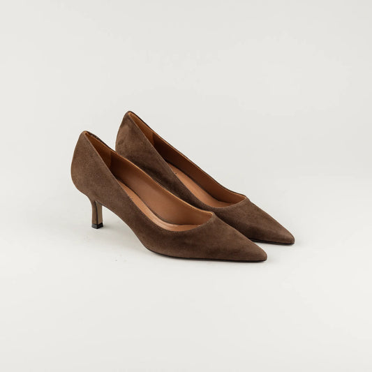 Aruci Pumps aus dunkelbraunem Wildleder | 5 cm Absatz | Handmade in Italy
