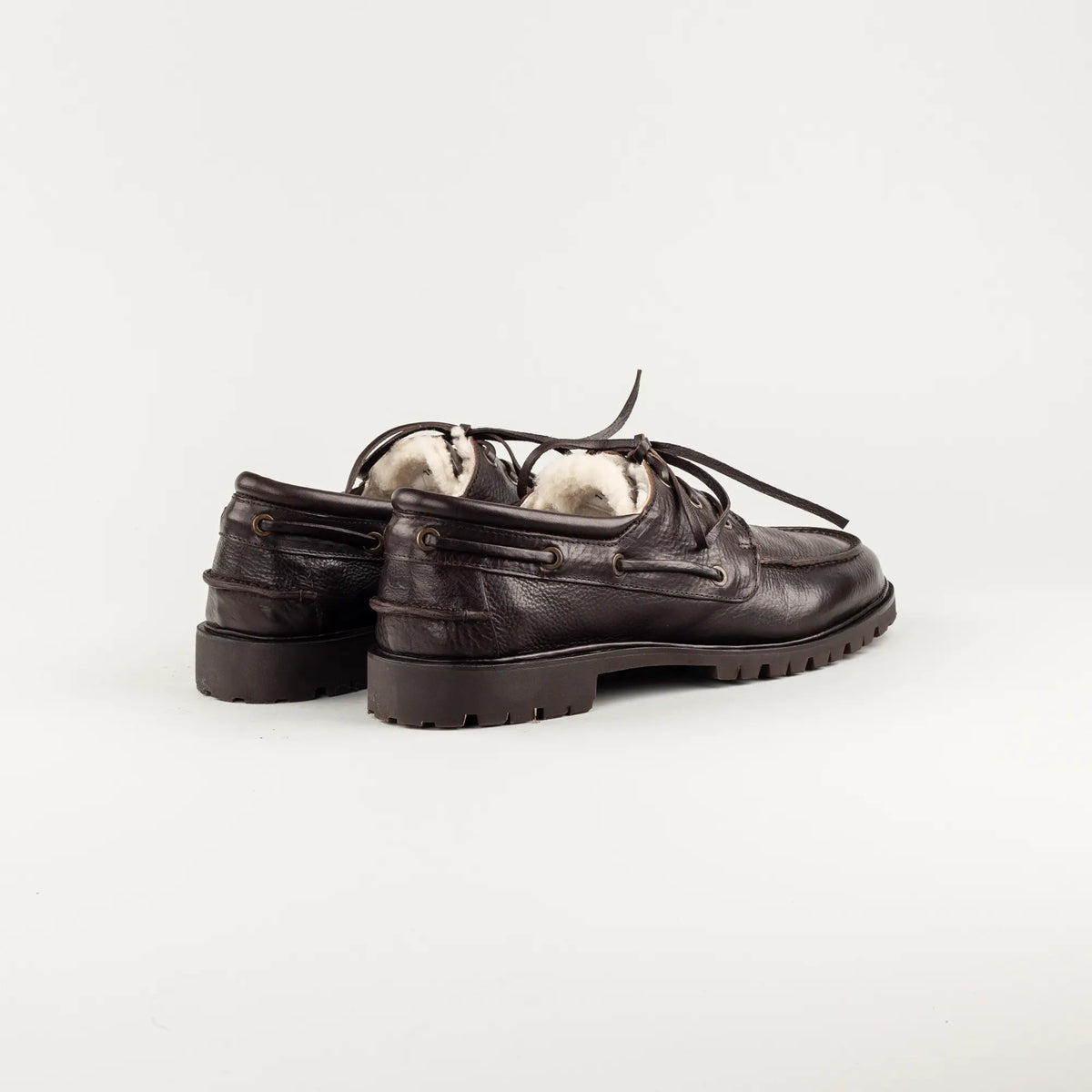 Maurizi Herren-Bootschuh aus dunkelbraunem Kalbsleder mit Lammfell