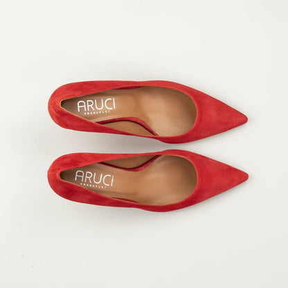 Aruci Pumps aus rotem Wildleder | 5 cm Absatz | Handmade in Italy