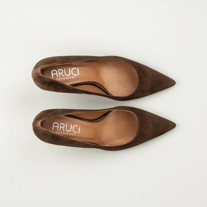 Aruci Pumps aus dunkelbraunem Wildleder | 5 cm Absatz | Handmade in Italy