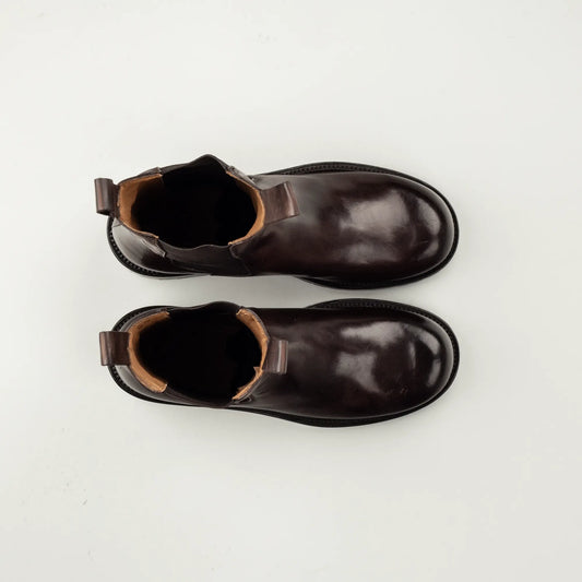 Elia Maurizi Hoher Chelsea-Boot aus dunkelbraunem Kalbsleder | Handmade in Italy