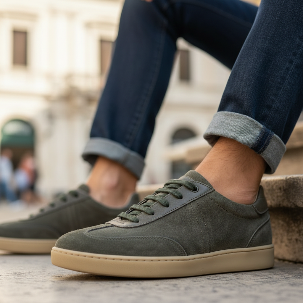 Camerlengo Sneaker Grün Nahaufnahme