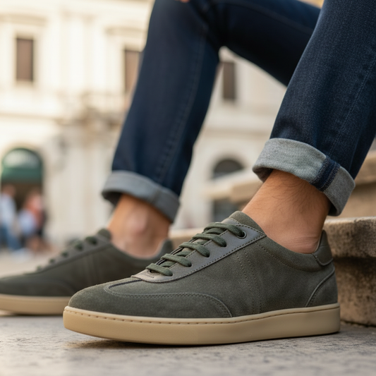 Camerlengo Sneaker Grün Nahaufnahme