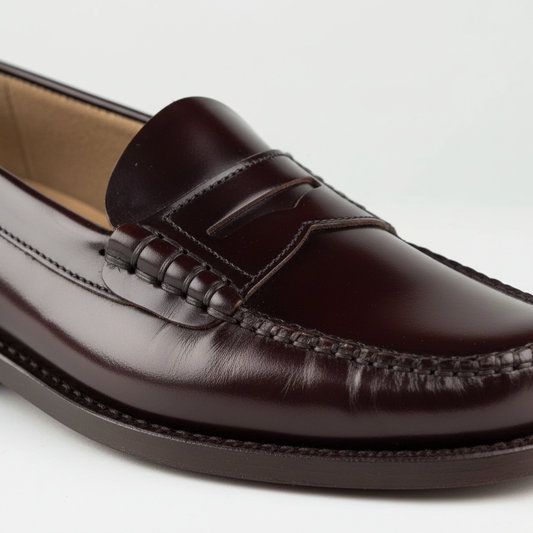 Handgenähtes Vorderblatt & Penny-Slot Detail – Castellano Penny Loafer Braun