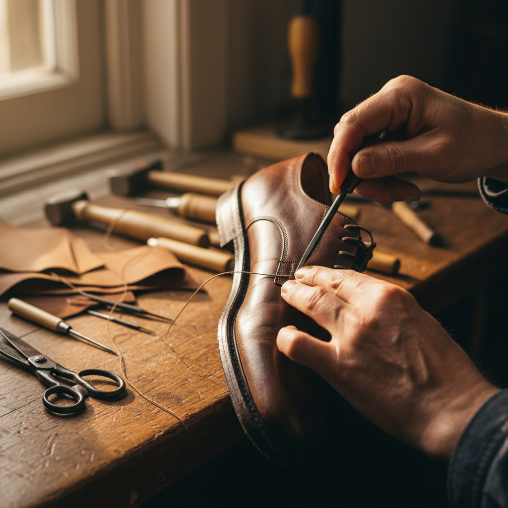 Schuhmacher bei der Reparatur